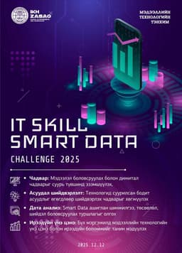 📢 Чингис хаан кампусын I курсийн оюутнуудад — IT SKILL: SMART DATA CHALLENGE 2025 эхэллээ!